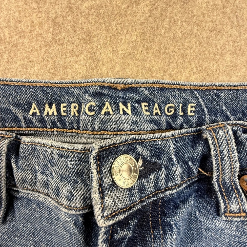 American Eagle Barrel Jeans Womens 6 Medium Wash Curved Leg High Rise Denim - Picture 4 of 8